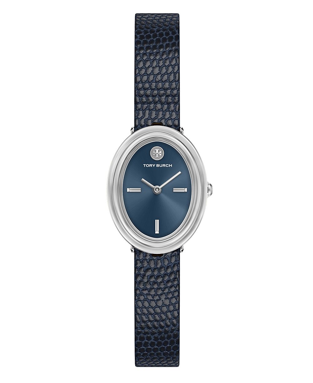 Tory Burch Women's Oval Blue Leather Watch 22mm