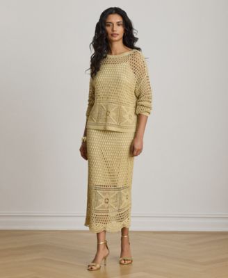 Lauren Ralph Lauren Petite Pointelle-Knit Midi Skirt