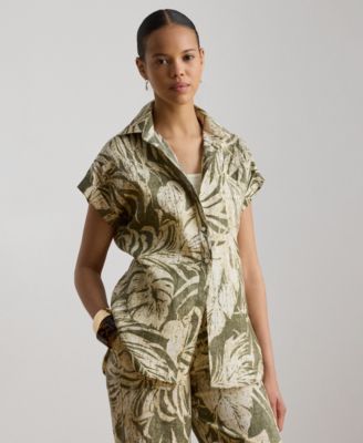 Рубашка Lauren Ralph Lauren Petite Point Collar Relaxed-Fit Print