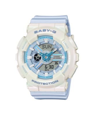 G-Shock Женские аналого-цифровые часы Baby G с синим резиновым ремешком, 43.4мм