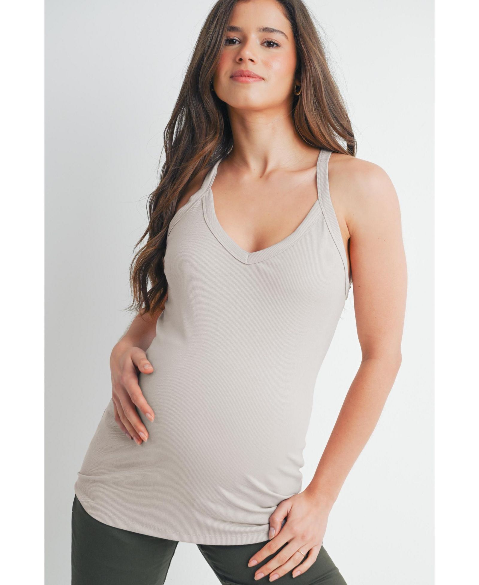 Женский трикотажный майка Hello Miz Sleeveless Ribbed V-Neck Racerback
