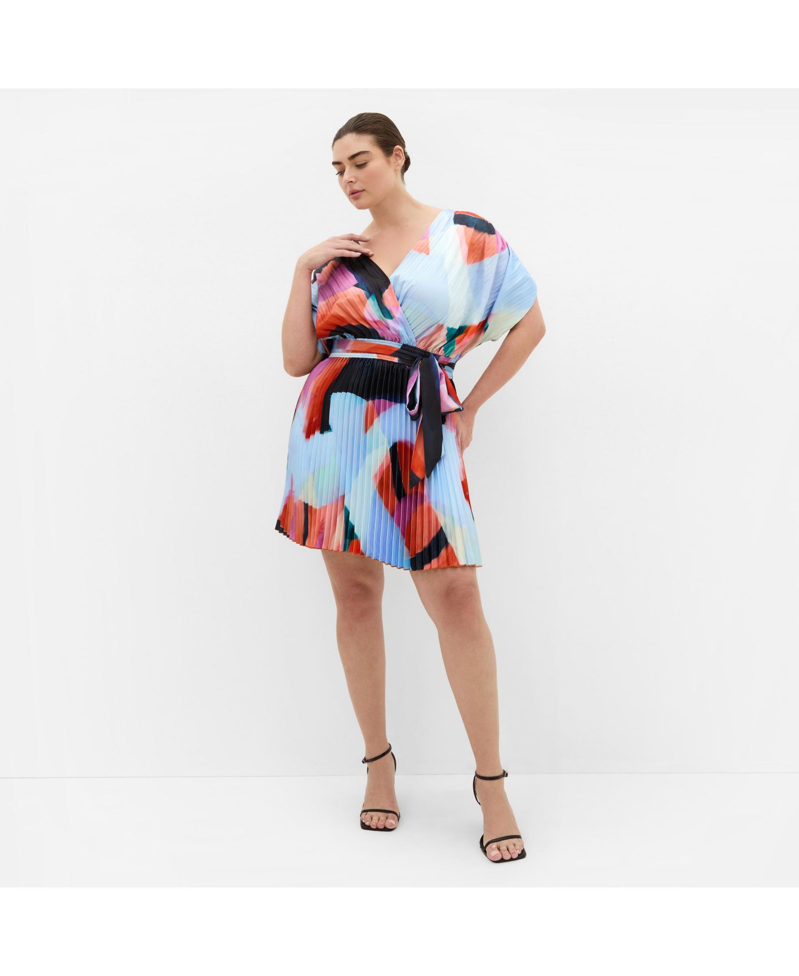 CITY CHIC Женское мини-платье Hailey Aspect Print Pleat