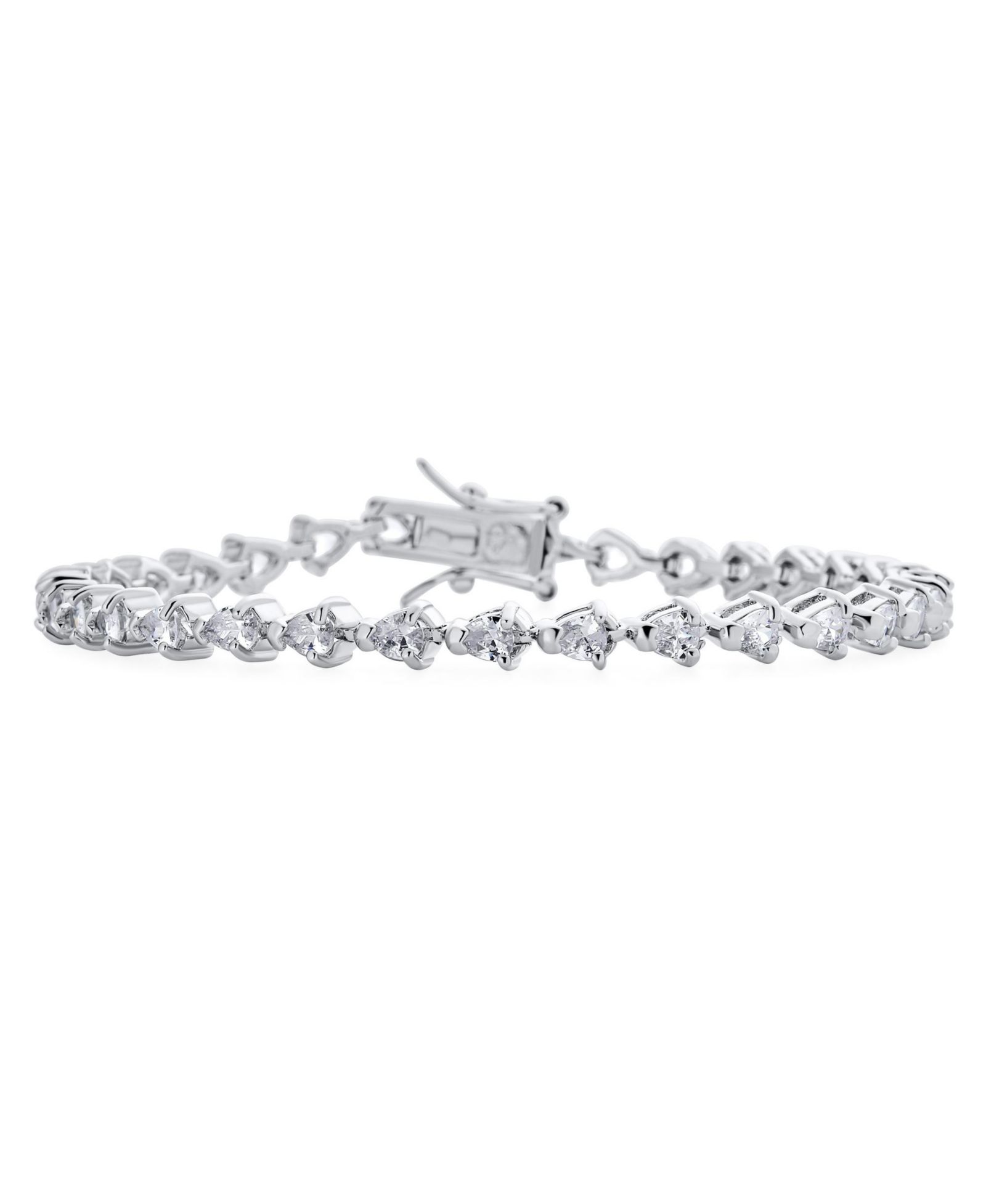 Bling Jewelry Delicate 12CTW CZ Pear Shape Teardrop Cubic Zirconia Tennis Bracelet Silver Plated 7 Inch