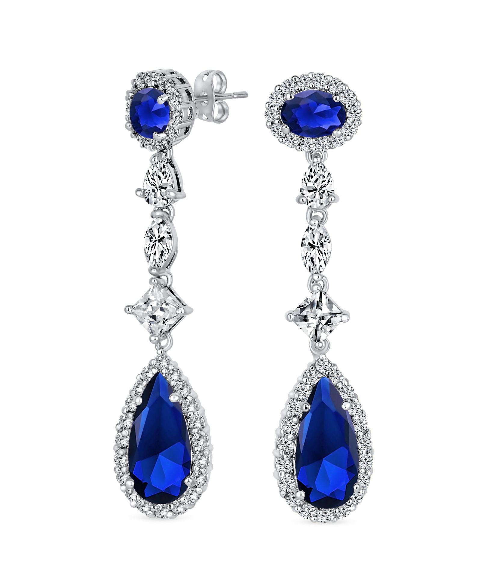 Серьги Bling Jewelry Art Deco Style Canary Yellow Cubic Zirconia Halo CZ Statement Teardrop Chandelier Gold Plated