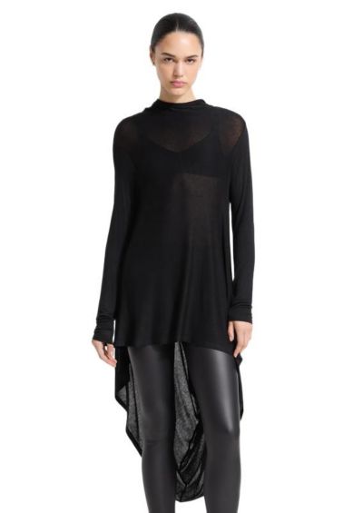 Marcella Women's Iris High-Neck Asymmetric Sheer Jersey Tunic