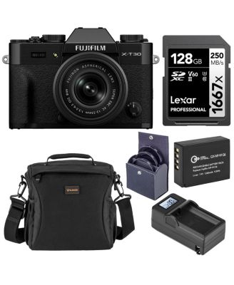 Fujifilm X-T30 III Mirrorless Camera with XC 13-33mm f/3.5-6.3 OIS Lens Bundle with 49mm Filter Kit, Extra Battery, Smart Charger Base