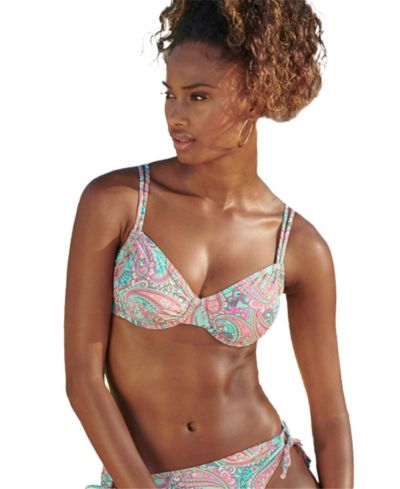 LASCANA Women's Paisley Print Removable Pads Underwire Bikini Top