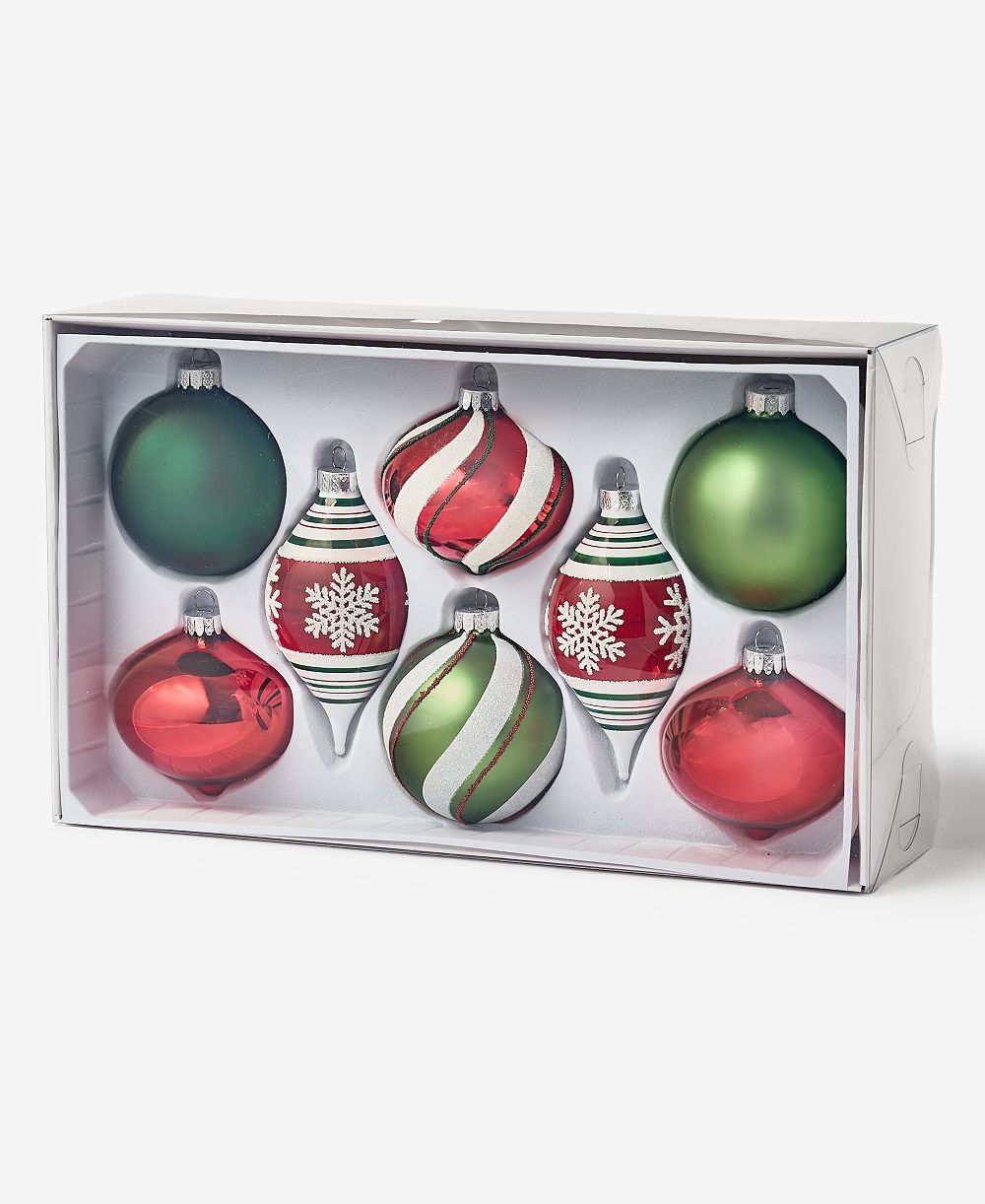 Holiday Lane Набор стеклянных украшений Heritage Red & Green, 8 штук