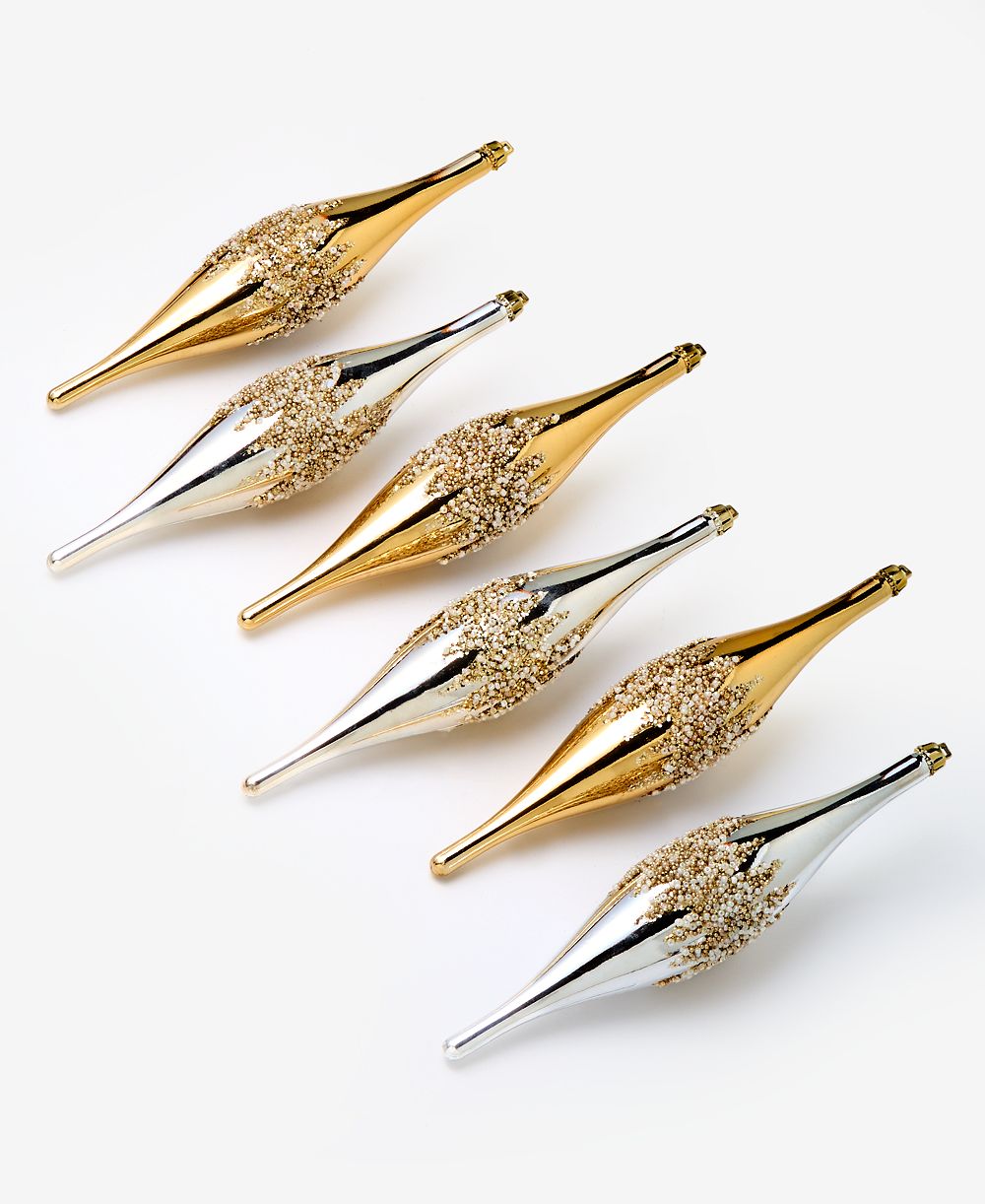 Подвесные украшения Holiday Lane Opulence Shatterproof Gold-Tone & Silver-Tone, набор из 6 шт.
