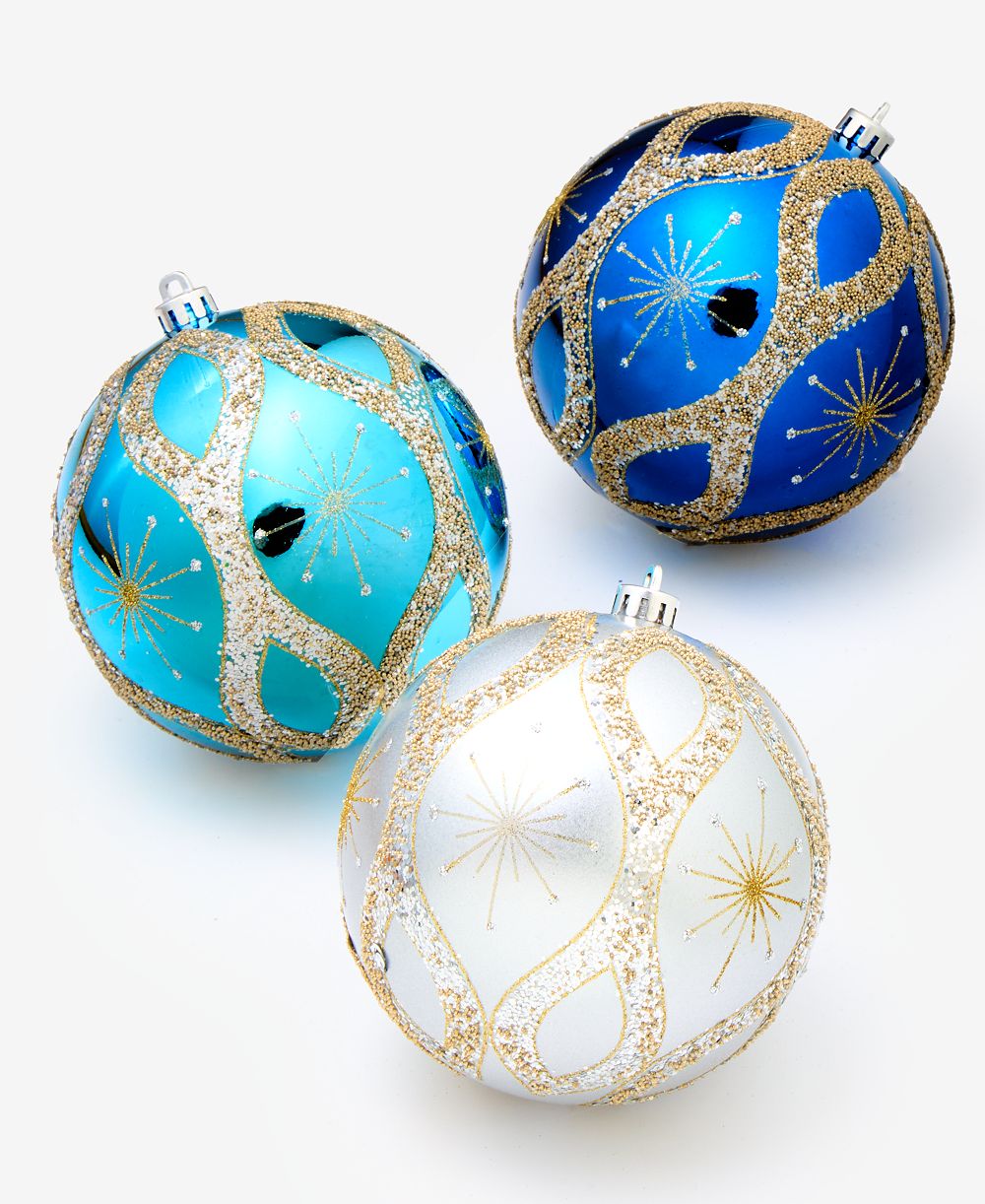 Holiday Lane Opulence небьющиеся синие и белые шары-украшения, набор из 3 штук, эксклюзив Macy's