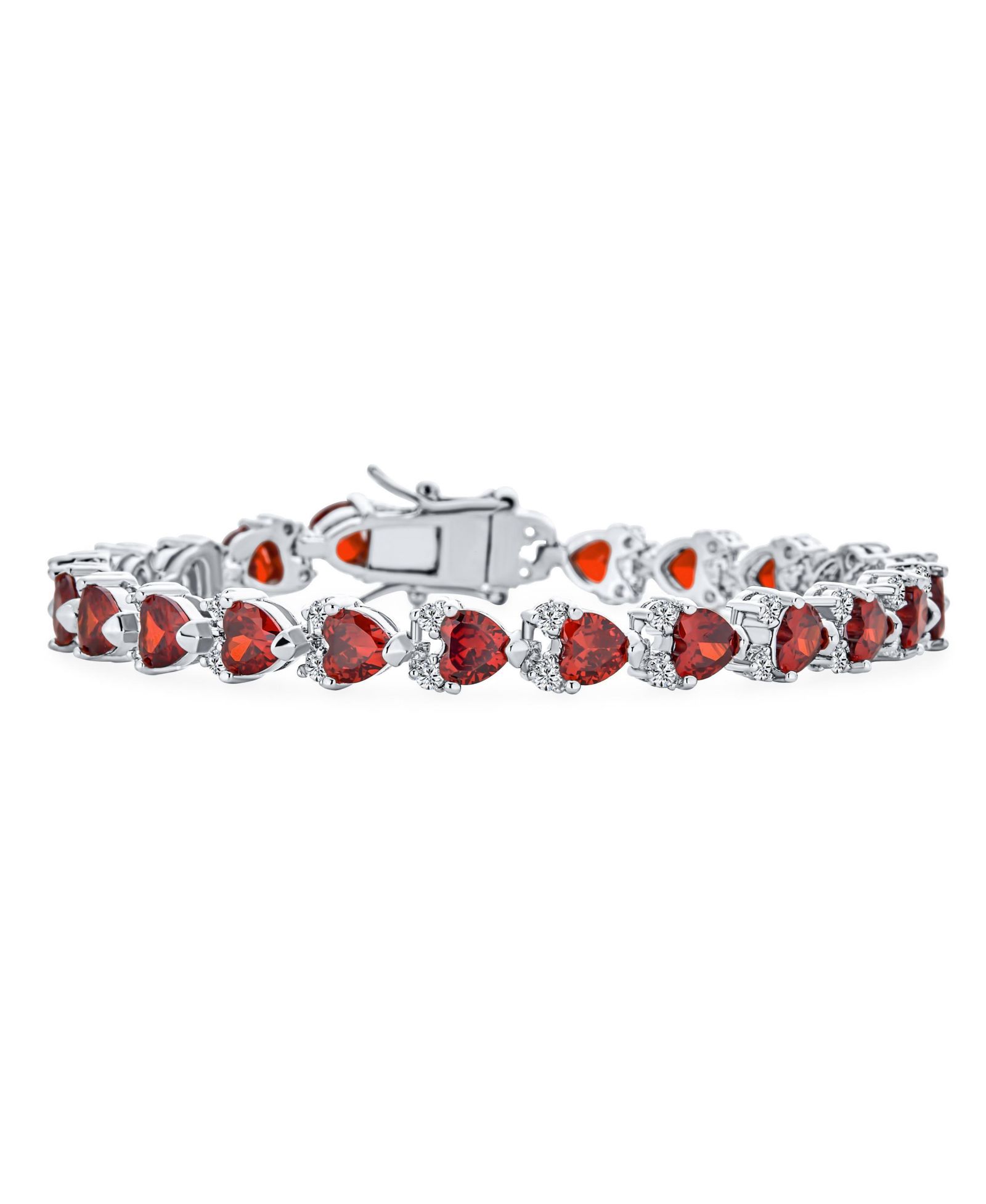 Браслет Bling Jewelry с кубическим цирконием в форме сердца, серебристый