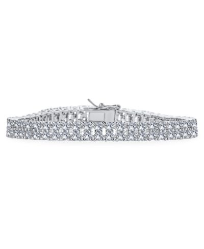Bling Jewelry Classic Cocktail Stacked Multi Two Row CZ Cubic Zirconia Tennis Bracelet 7 Inch Silver Plated