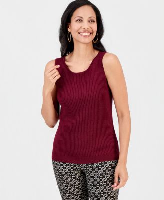 JM Collection Women's Sparkle Pointelle Sweater Tank Top, Macy's Exclusive