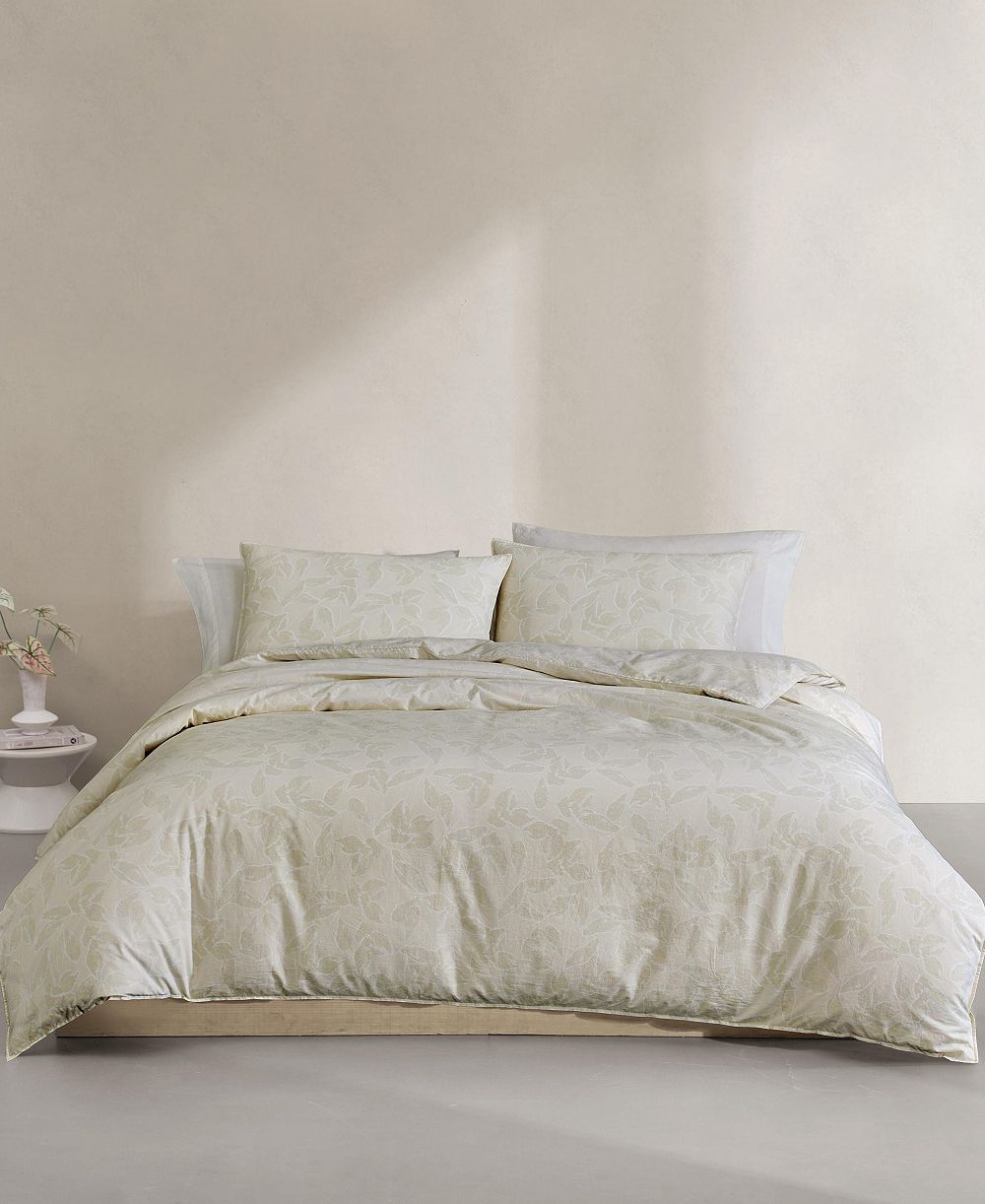 Calvin Klein Leaves Washed Percale 3-Pc. Duvet Cover Set, King