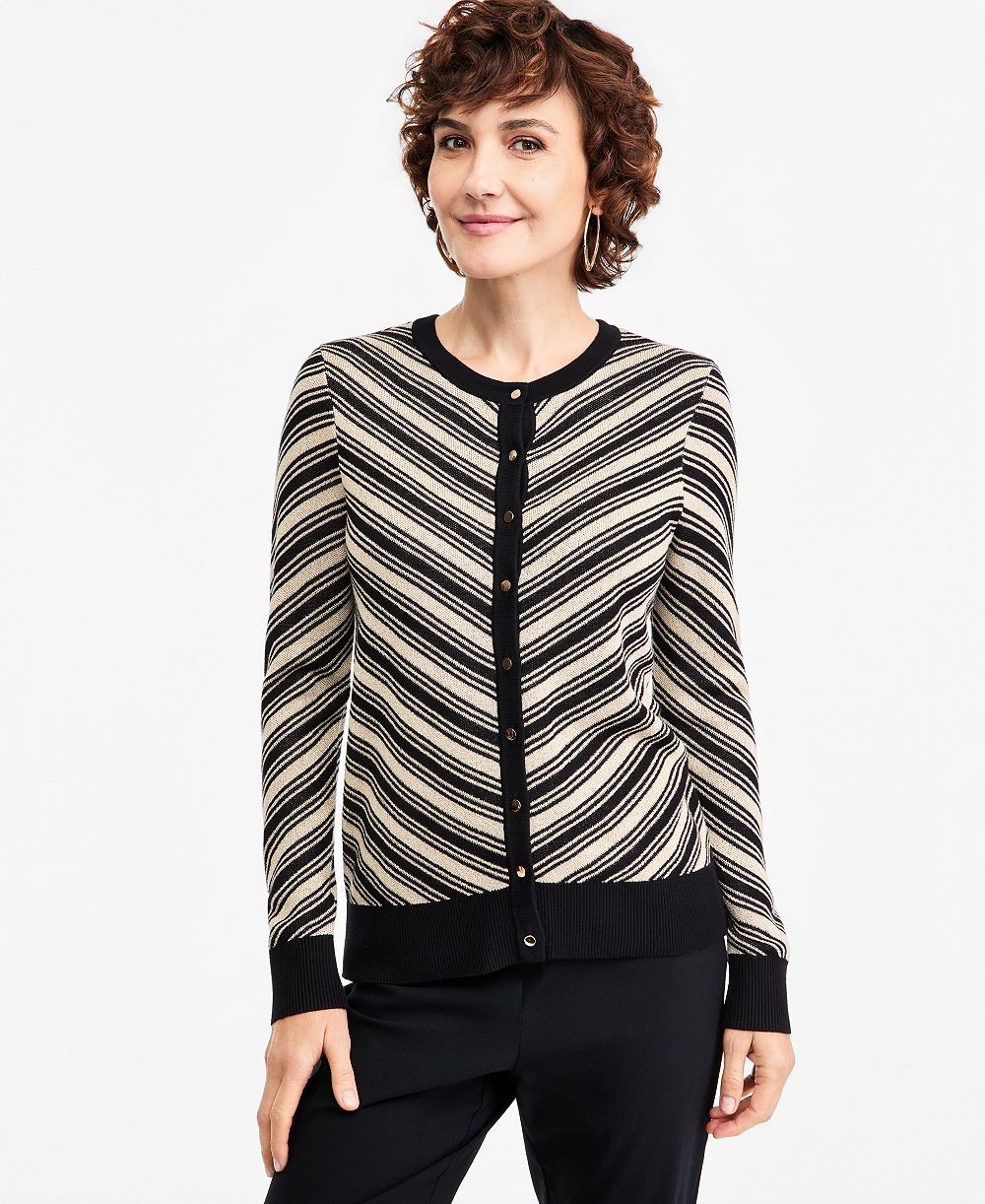 JM Collection Women's Lurex Stripe Long-Sleeve Cardigan, Macy's Exclusive