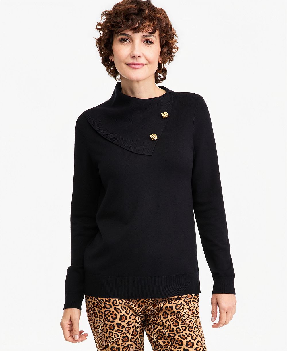 JM Collection Petite Long-Sleeve Envelope-Neck Pullover Sweater, Macy's Exclusive