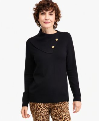 Свитер JM Collection Petite с длинным рукавом и воротником-конвертом, эксклюзив Macy's