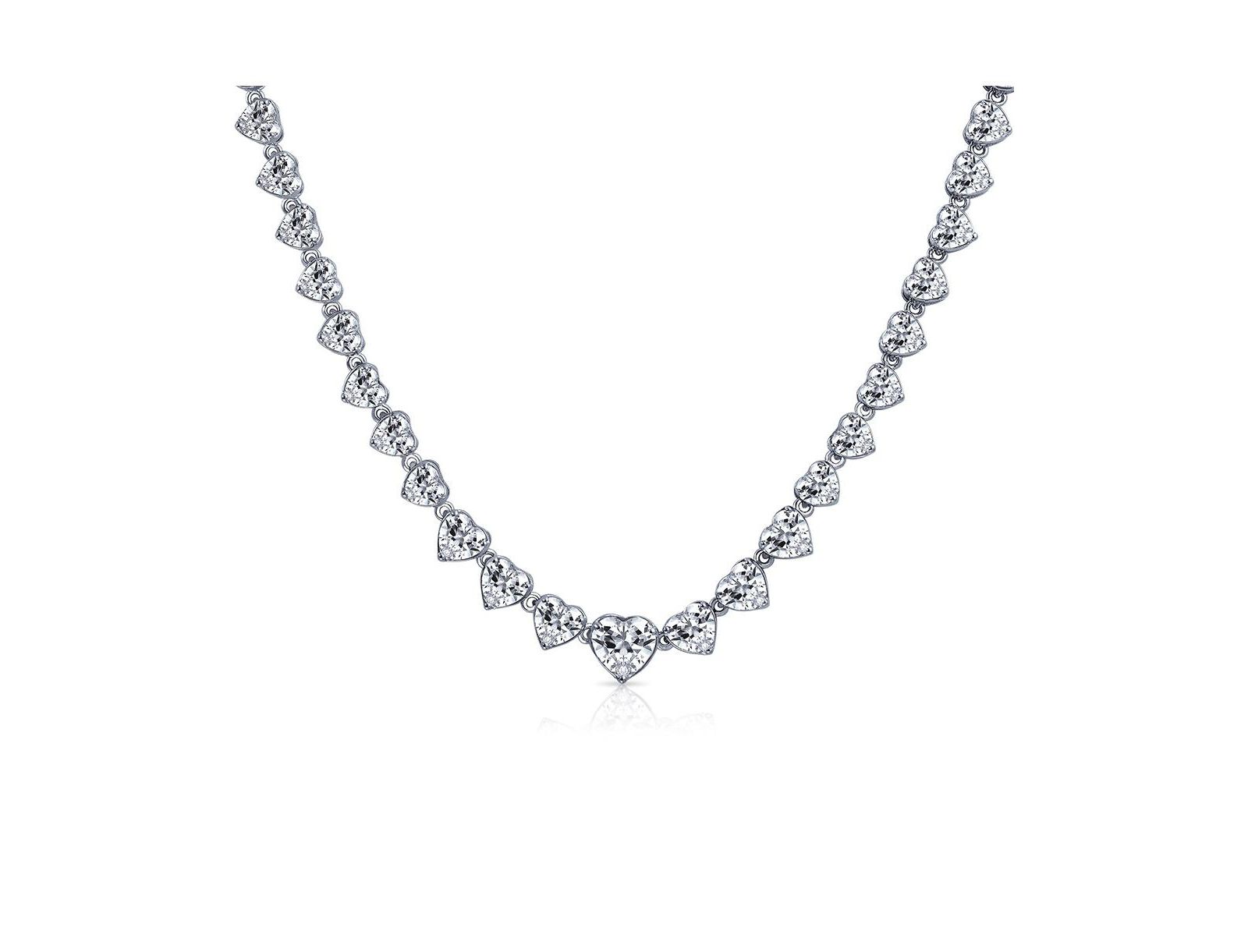 Ожерелье Bling Jewelry Classic Graduated Cubic Zirconia Heart Shape CZ Tennis