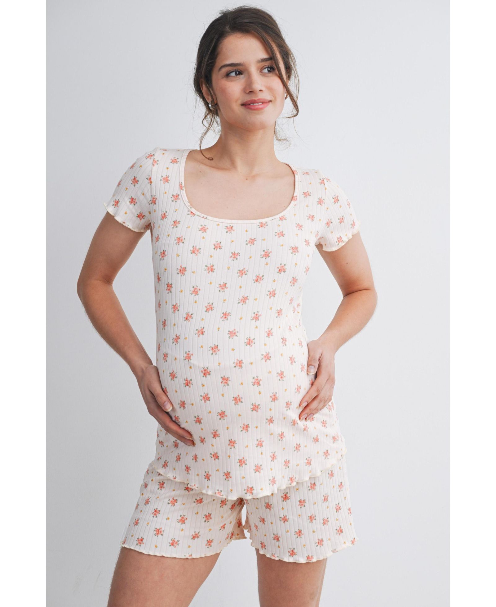 Женский комплект Hello Miz Maternity Ribbed Floral с шортами и топом