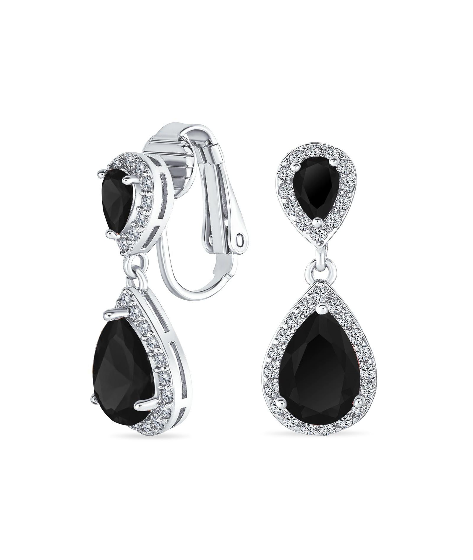 Серьги Bling Jewelry Bridal Halo с кубическим цирконием CZ, каплевидные, клипсы, позолоченные в розовое золото