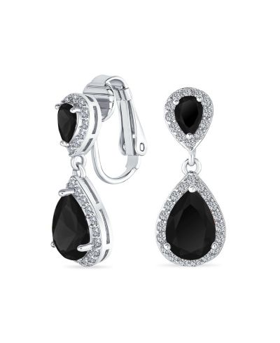 Серьги Bling Jewelry Bridal Halo с кубическим цирконием CZ, каплевидные, клипсы, позолоченные в розовое золото