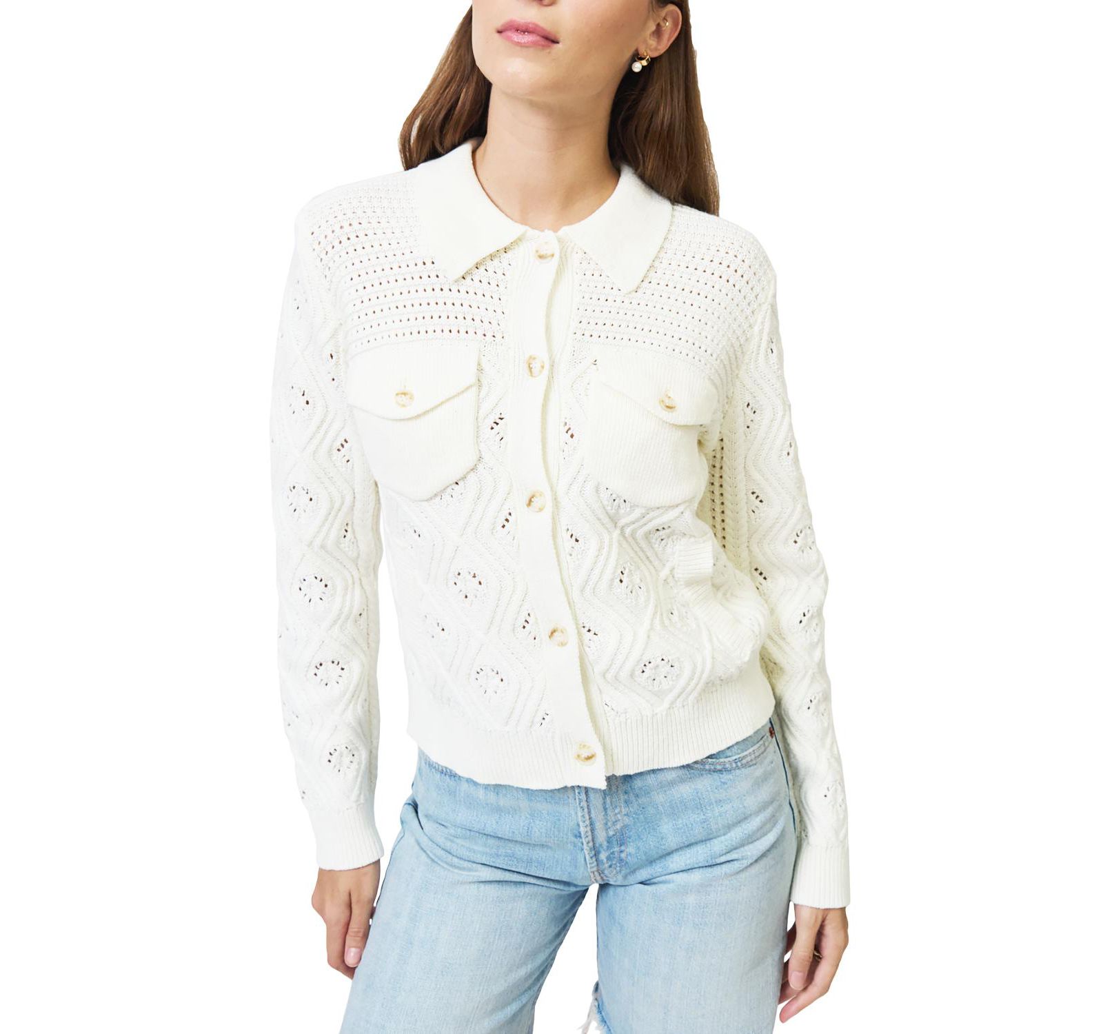 Джемпер Central Park West Women's Allie Mixed Stitch Button Down