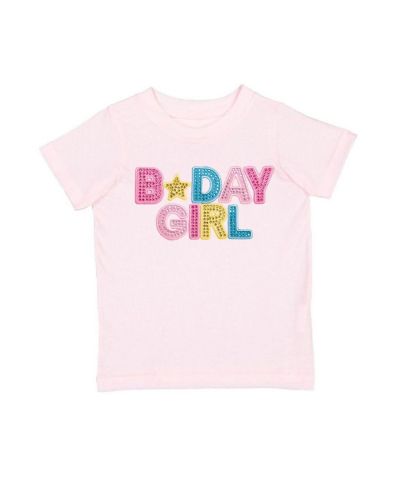 Sweet Wink Toddler Girls Birthday Rhinestone Patch Short Sleeve T-Shirt