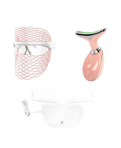 PURSONIC 7-in-1 LED Light Therapy Face Mask, Sculpting Wand, and Neckplate