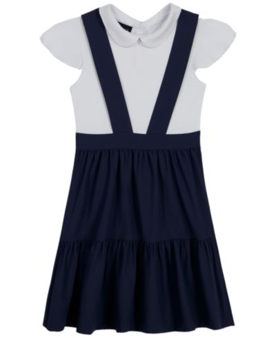 Nautica Girls' 4-6X Short-Sleeve Pindafore Dress