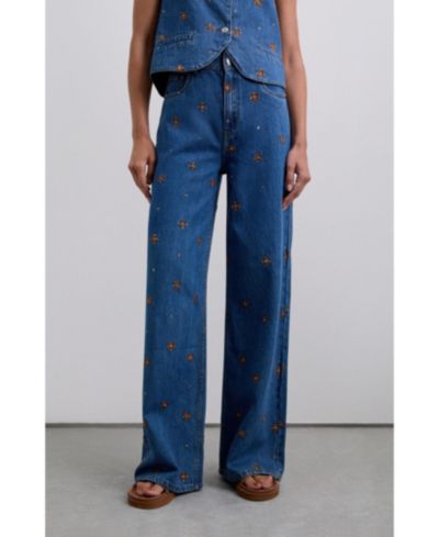 Scalpers Women's Embflower Denim Pant