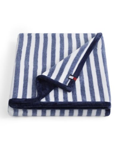 Tommy Hilfiger Laguna Beach Stripe Printed Plush Throw, 70" x 50"