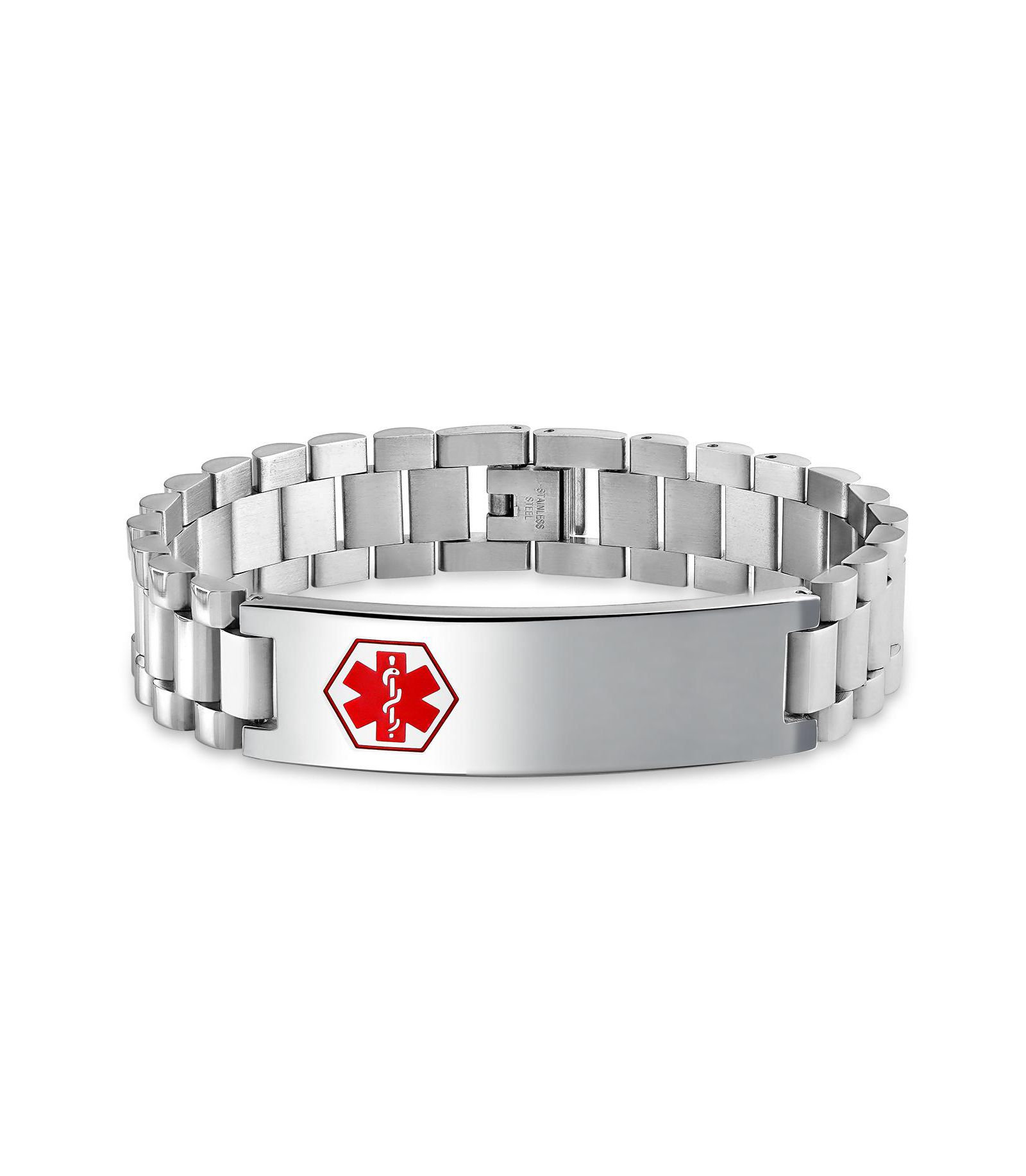 Bling Jewelry Blank Medical Identification Medical ID Band Link Bracelet Stainless Steel 8.5 Inch