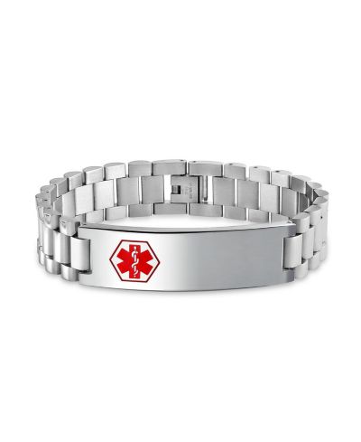 Bling Jewelry Blank Medical Identification Medical ID Band Link Bracelet Stainless Steel 8.5 Inch