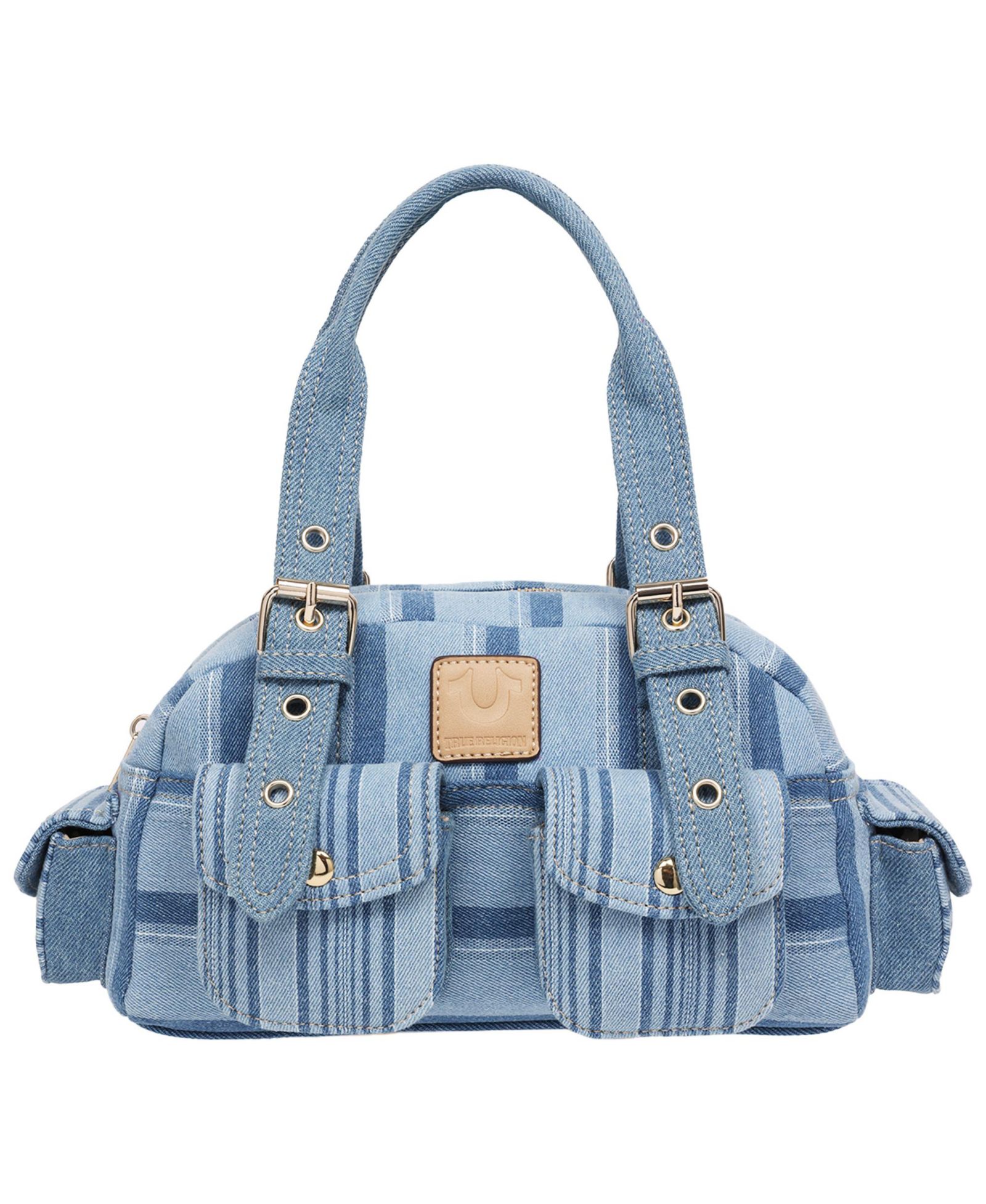 True Religion Multi Stripe Soft Satchel - Mini Handbag с полезными карманами