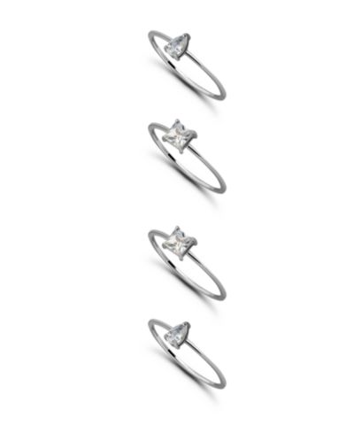 Macy's (1 5/8 ct.t.w) 4Pc. Set- 2- 4mm Square Cut Cubic Zirconia Stones Band Ring