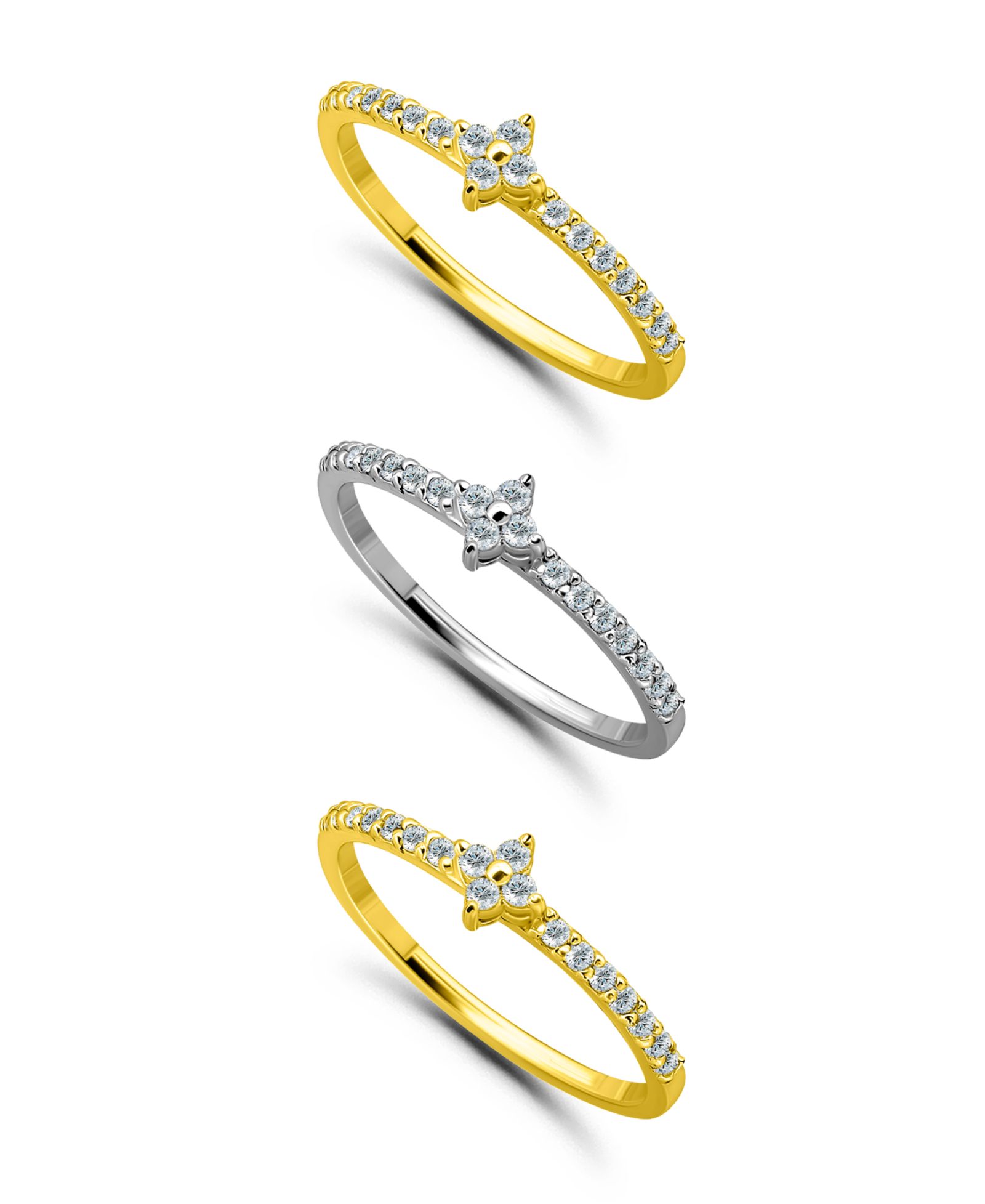 Macy's Cubic Zirconia (7/8 ct.t.w) 3-Pc. Set Pave Diamond Shape Band Ring