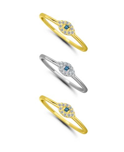 Кольцо Macy's Cubic Zirconia 3-Pc. Set Pave Evil Eye Band