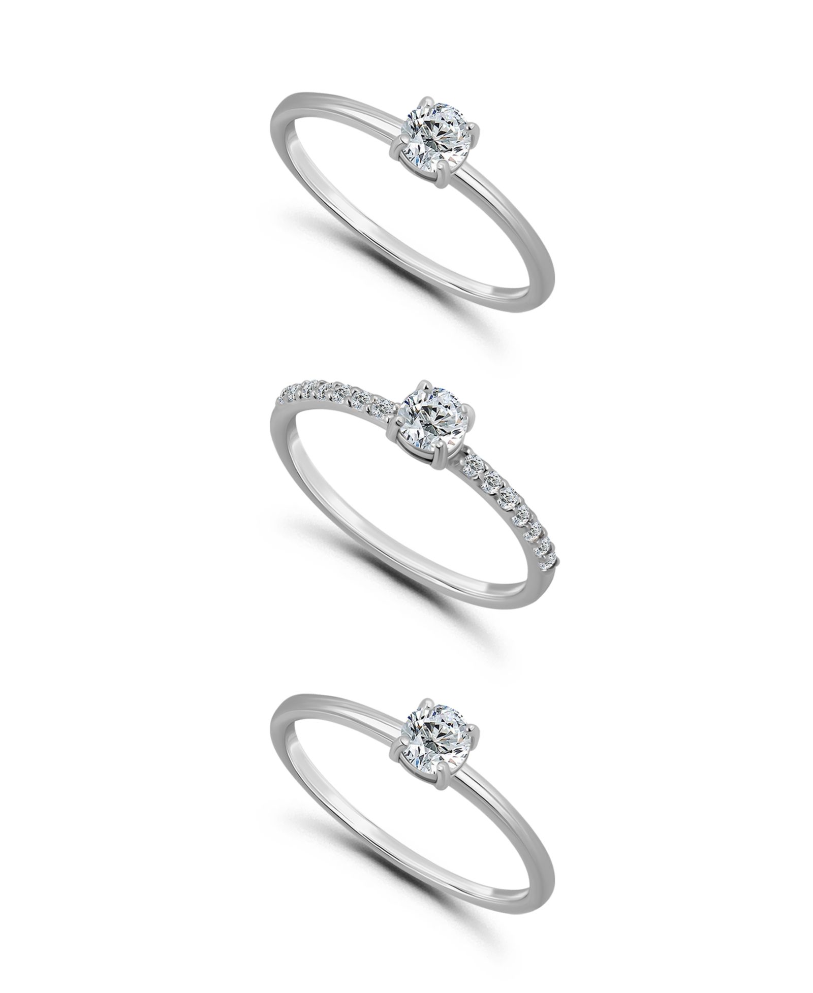 Macy's комплект из 3 колец с круглыми камнями Cubic Zirconia