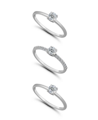 Macy's комплект из 3 колец с круглыми камнями Cubic Zirconia