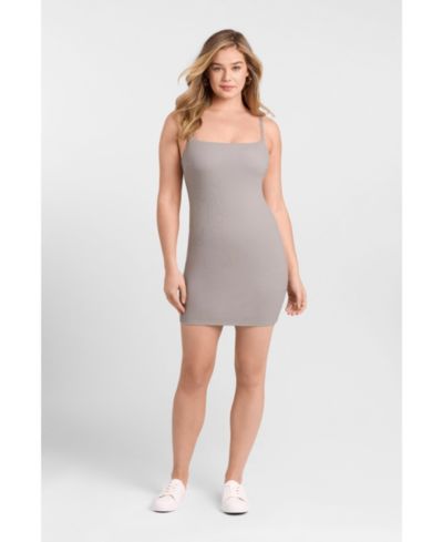 S3 Apparel Women's Scoop Neck Ribbed Sculpting Cami Mini Dress with Built-In Shapewear