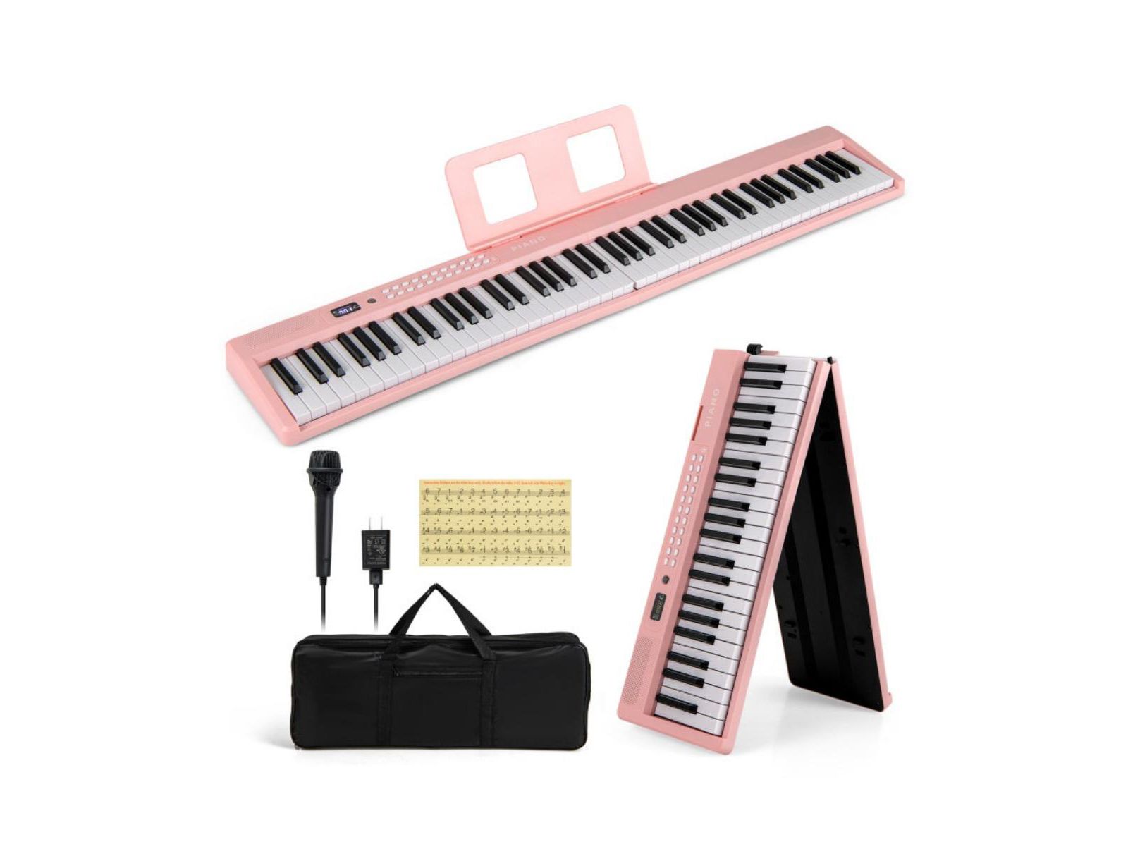 88-Key Foldable Electric Keyboard with Wireless MIDI and Dual Speakers