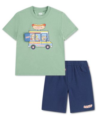Levi's Toddler Boys' 2T-4T Hot Dog Truck T-Shirt and Shorts, 2-Piece Set