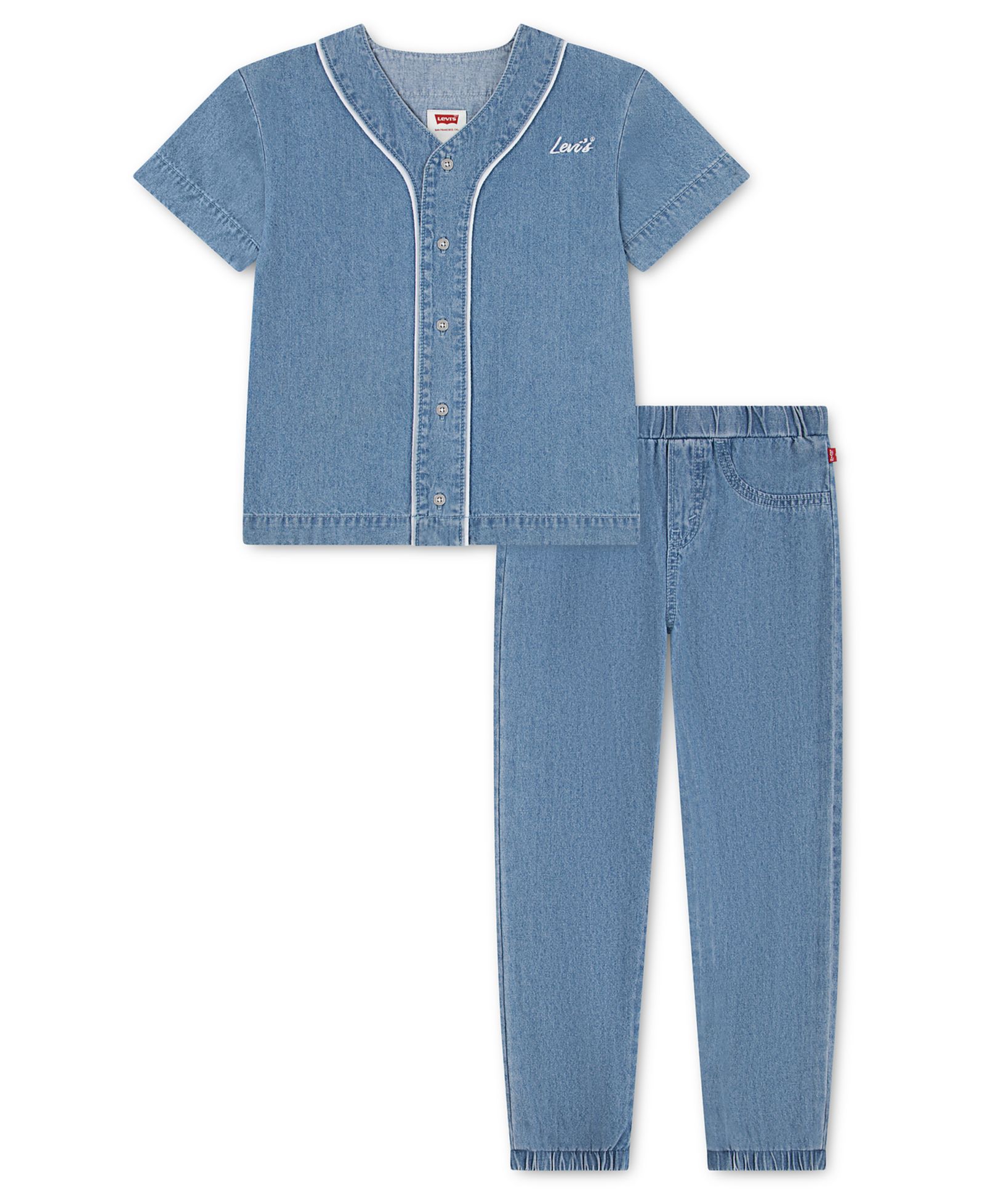 Levi's Boys' 2T-7 Short-Sleeve Top and Pants, 2-Piece Set