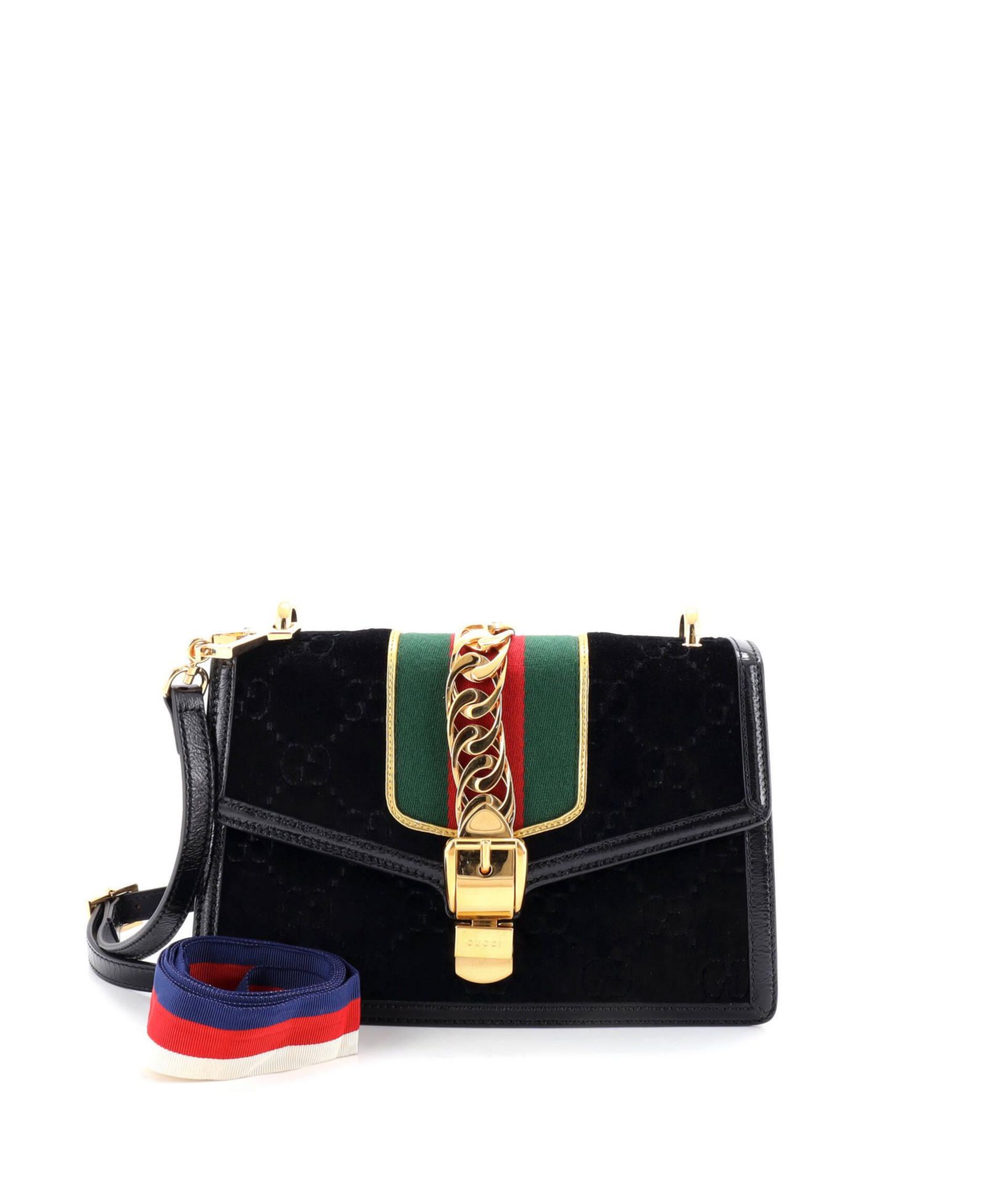Pre-Owned Gucci Small Sylvie Shoulder Bag GG Velvet
