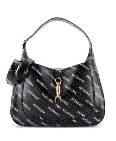Pre-Owned Gucci Medium x Balenciaga The Hacker Project Jackie 1961 Hobo Printed Leather