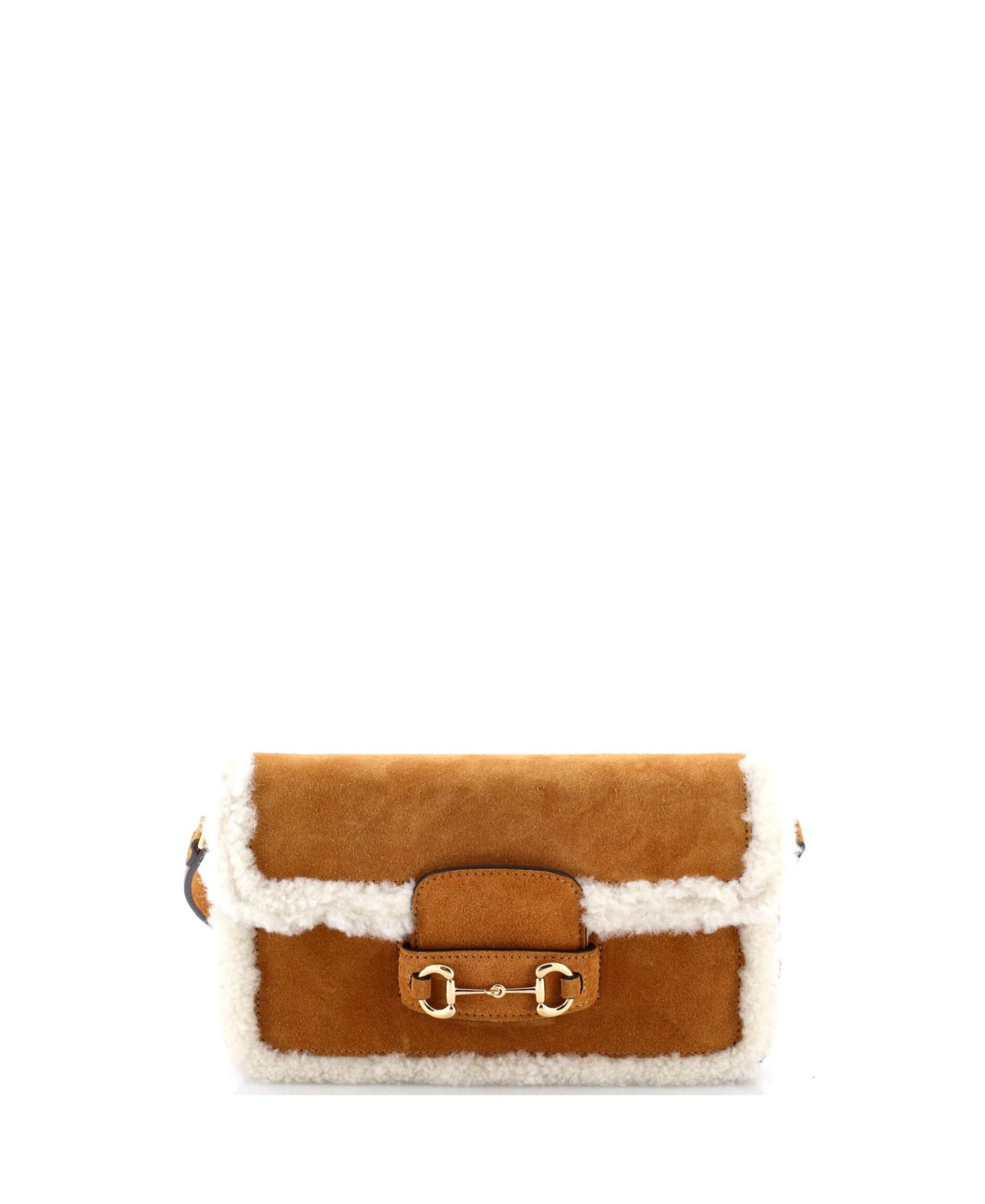 Pre-Owned Gucci Mini Horsebit 1955 Shoulder Bag Suede with Shearling