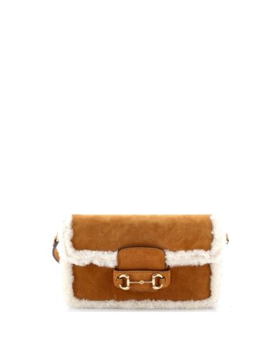 Pre-Owned Gucci мини-сумка через плечо Mini Horsebit 1955 Suede с шерстью