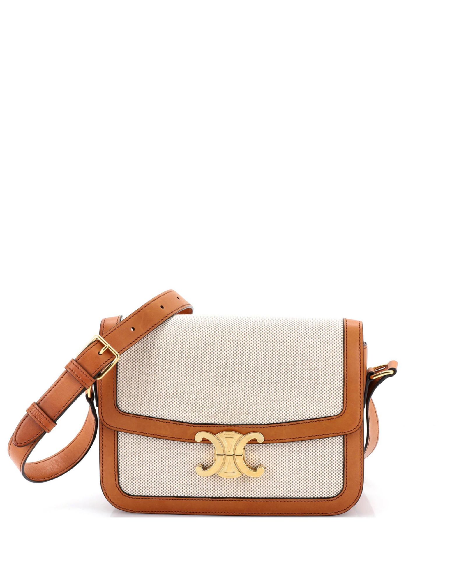 Pre-Owned Celine Medium Triomphe Shoulder Bag Canvas with Leather