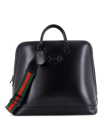 Pre-Owned Gucci Large Horsebit 1955 Web Duffle Bag Leather