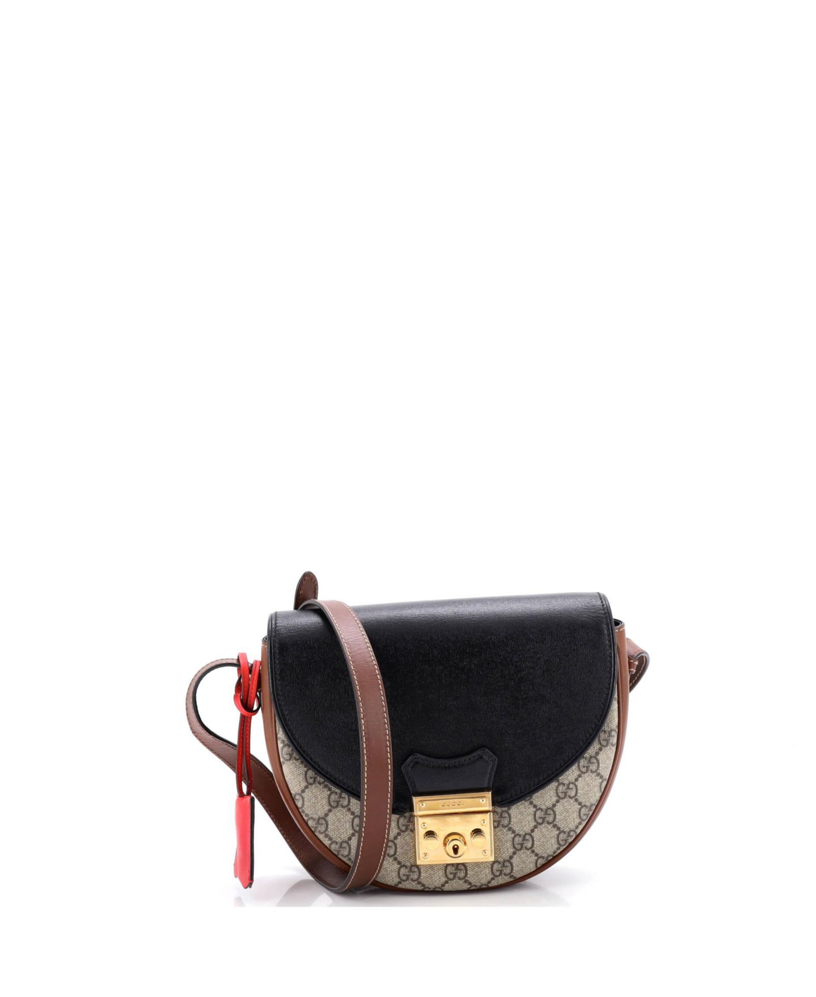 Сумка через плечо Gucci Small Padlock Saddle, холст GG и кожа, б/у